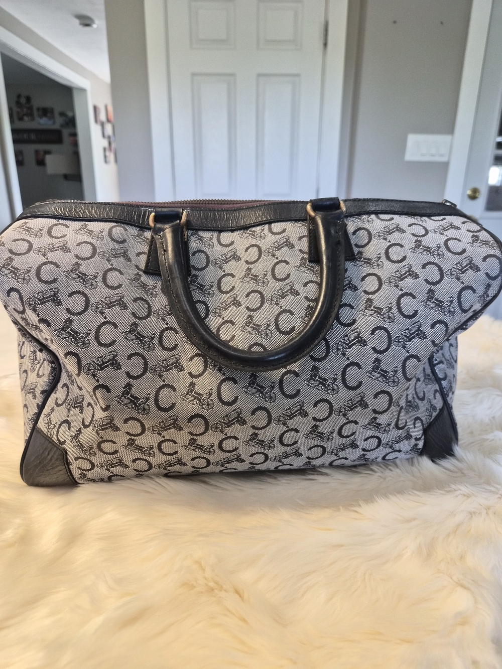 Celine Cream & Black Monogram Travel Duffle - Picture 2 of 14